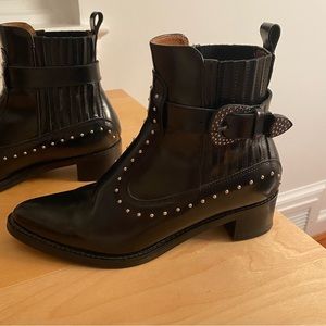 Beautiful Portuguese Black Leather Studded Ankle Boots